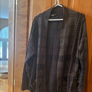 Plaid Open Front Cardigan
